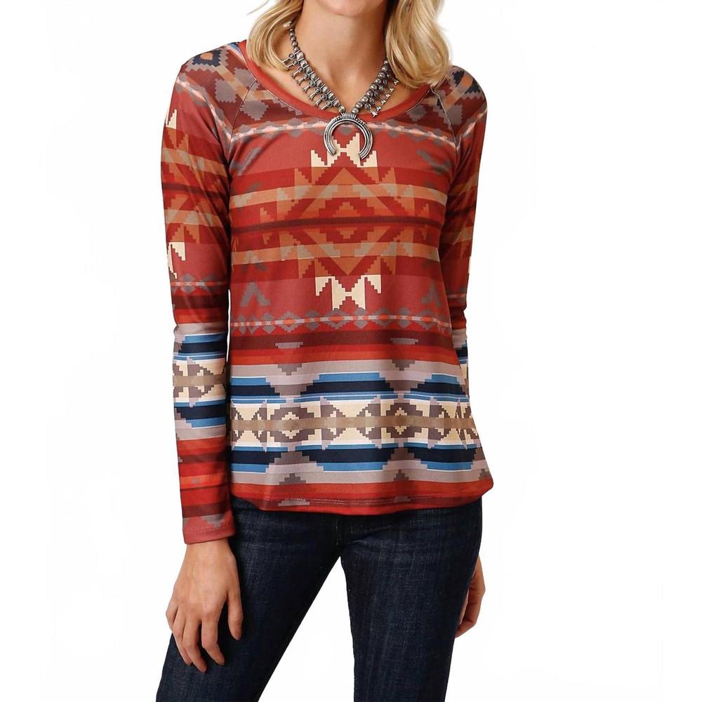NEW ROPER aztec pull over sweater in red